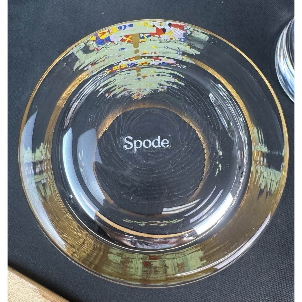 Spode Christmas Tree Double Old Fashioned Gold Rimmed Glasses Set Of 5 - Picture 5 of 8